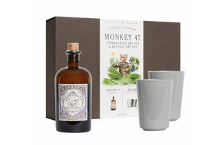 Monkey 47 Schwarzwald Dry Gin and 2 Ceramic Cups Gift Set (375ml)