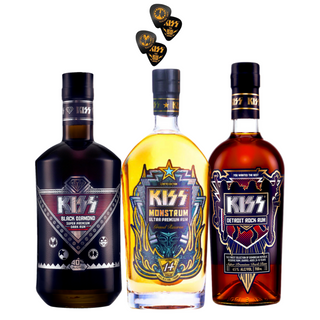 kiss rum black diamond & monstrum 7 Detroit rum bundle with free guitar picks  50th anniversary 