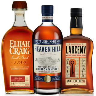 ELIJAH CRAIG SMALL BATCH, HEAVEN HILL 7 YEAR & LARCENY BOURBON BOTTLE COMBO